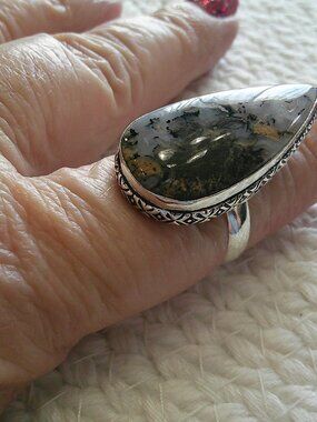 Gorgeous RUSSIAN DENDRITE Handmade Sterling 925 Ring Size 8.25 #437E